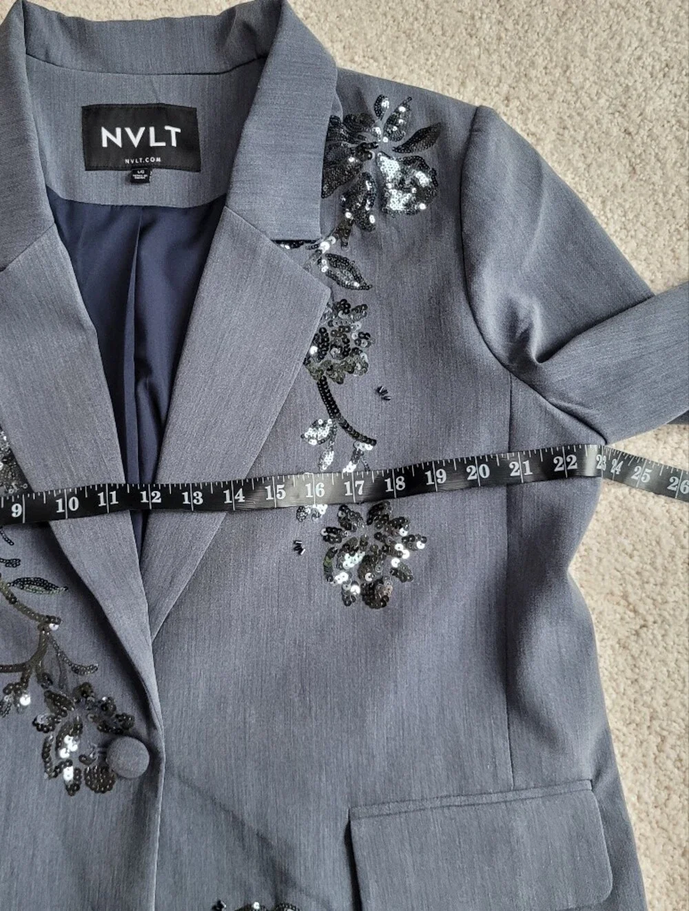 *NWOT* NVLT Sequin Embellished Notch Collar Single Button Blazer Jacket Sz L